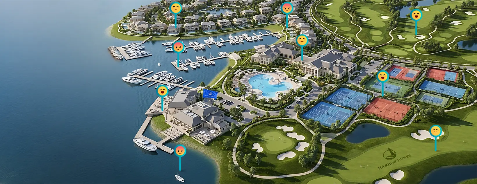 Bird's eye view of Harbor Dunes Club